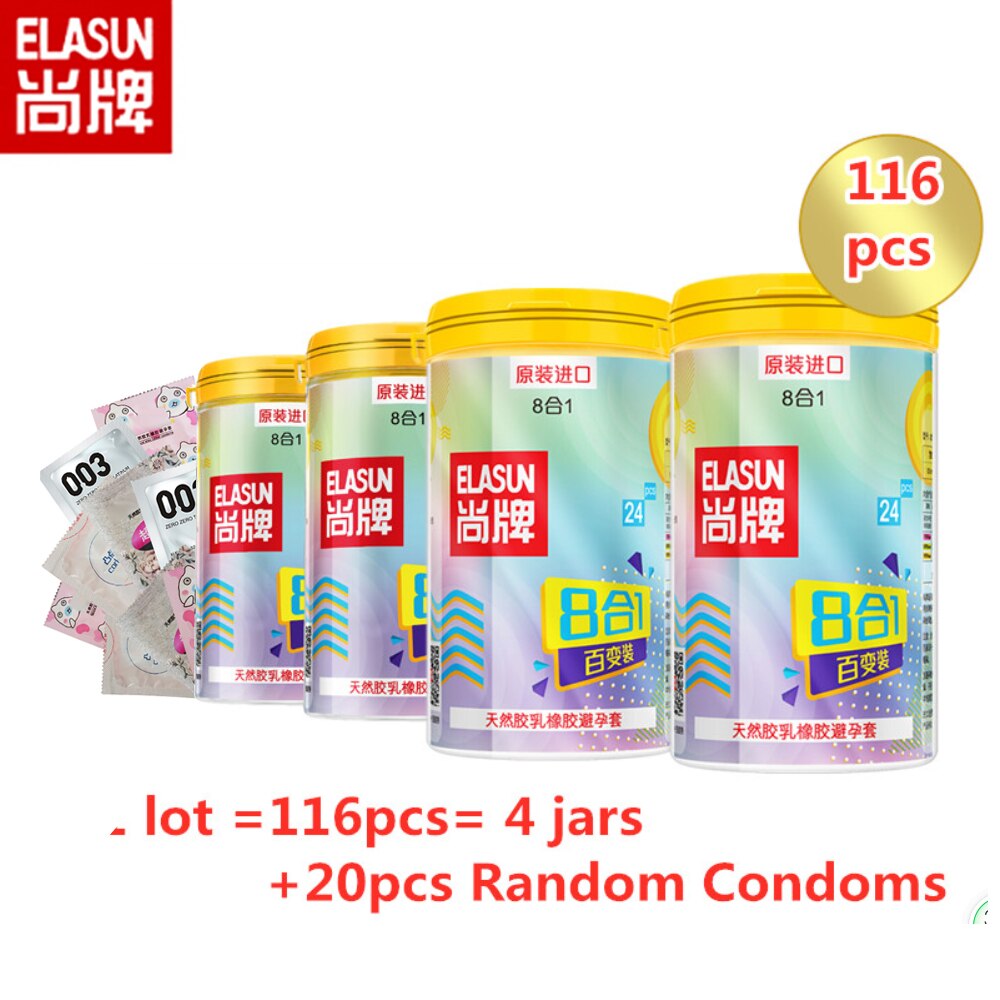Elasun 8 Styles Ultra Thin Condom Ice Fire Dotted Pleasure Natural Lat Kinkykings 7207